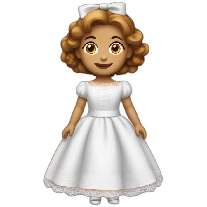 Annabelle la Muñeca con su vestido blanco walking  emoji
