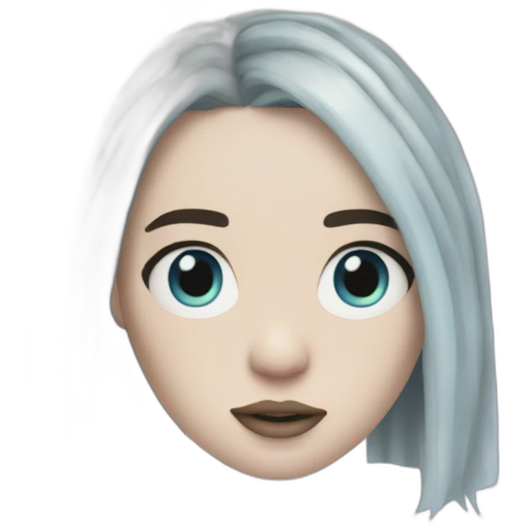 Billie eilish chanteuse cheveux bleus yeux bleus emoji