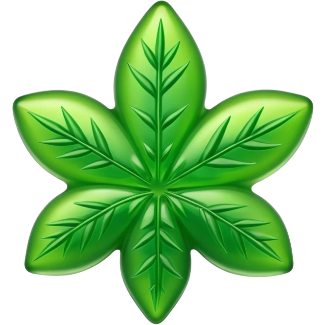 generate an emoji-style image of a gusher gummy shaped like a marijuana flower emoji