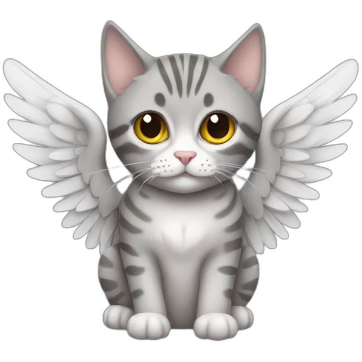 Grey tabby cat with angel wings emoji