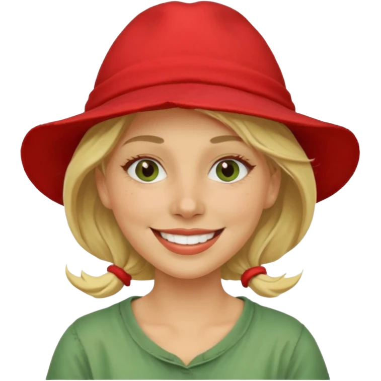 messy green clay mask and red tourist hat blond woman emoji