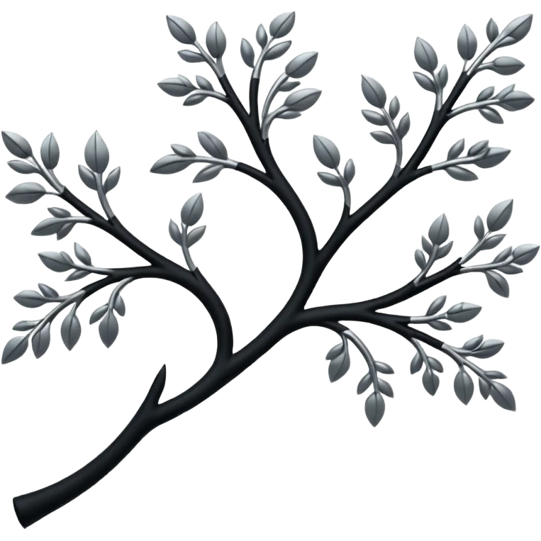 Black and silver filigree branch, 3D, extremely detailed design emoji