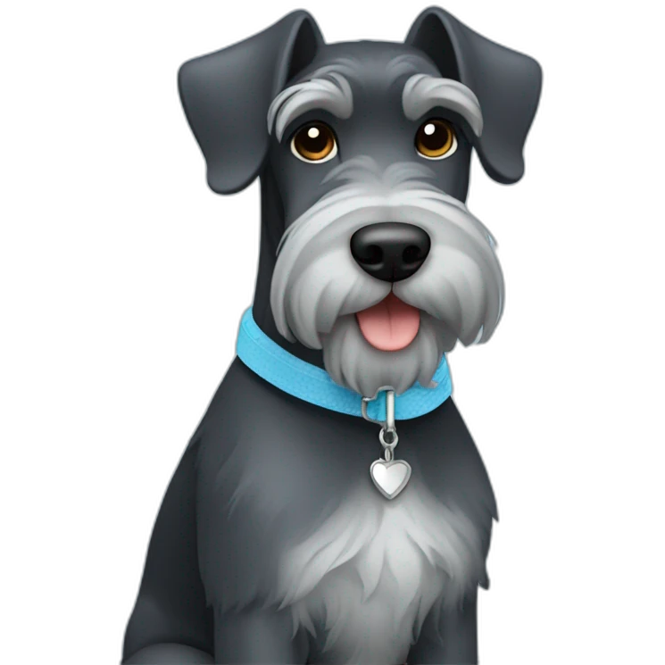 face dark schnauzer with light blue leash emoji