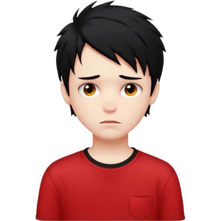 zombie boy with messy black hair and red shirt emo emoji