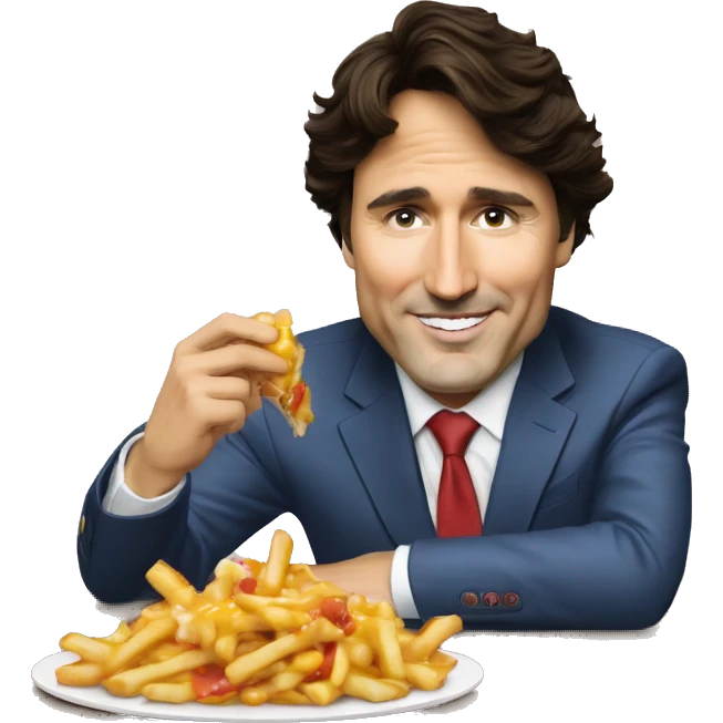 Justin trudeau mange une poutine emoji