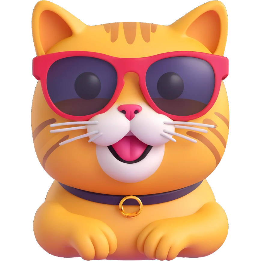 cat wearing sunglasses, fun and vibrant 3D emoji style emoji