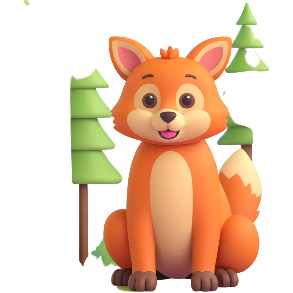 3D emoji of a furry animal in a forest setting emoji