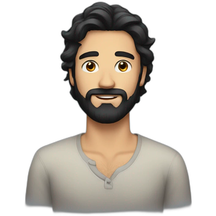 Handsome man with black hair and beard emoji