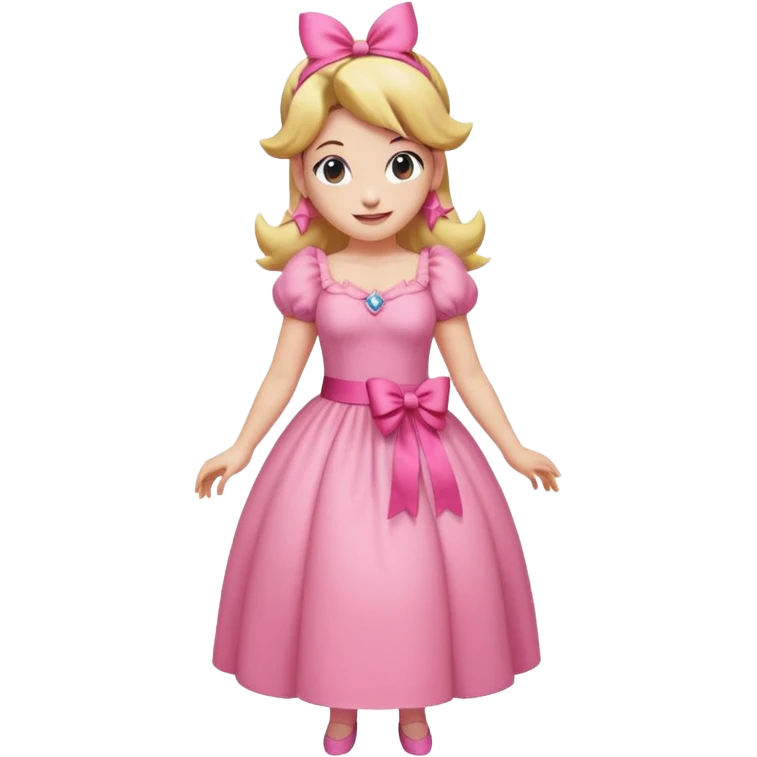 Princess peach full body with a pink ribbon tied to her hair emoji