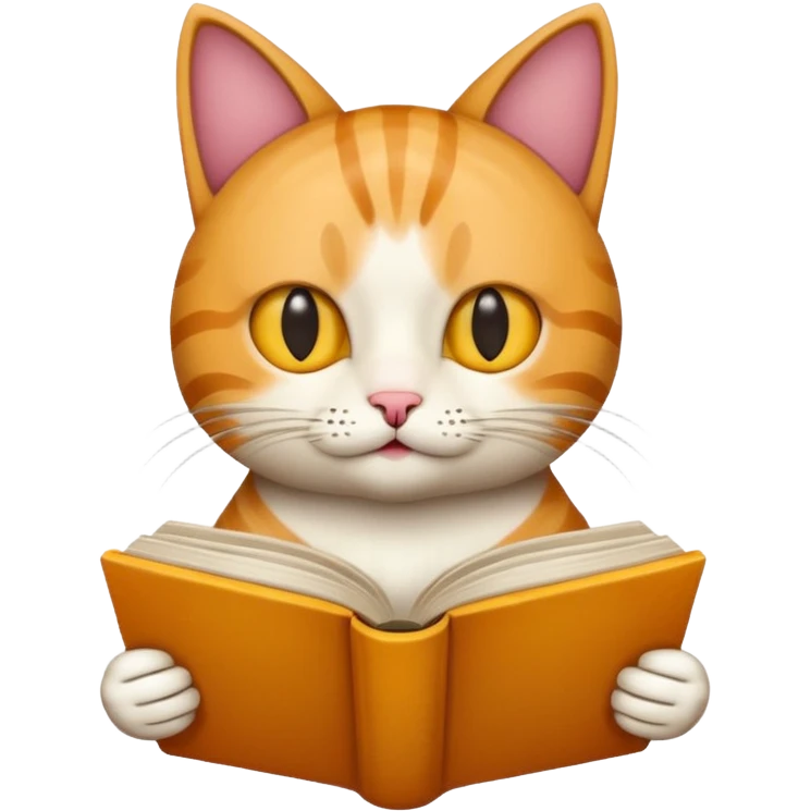 Cat reading book emoji