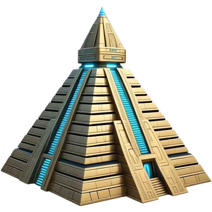 Annunaki spaceship, ziggurat-like structure, blending ancient Sumerian aesthetics with high-tech propulsion systems emoji