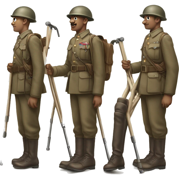 disabled ww1 soldie with amputation on crutches emoji