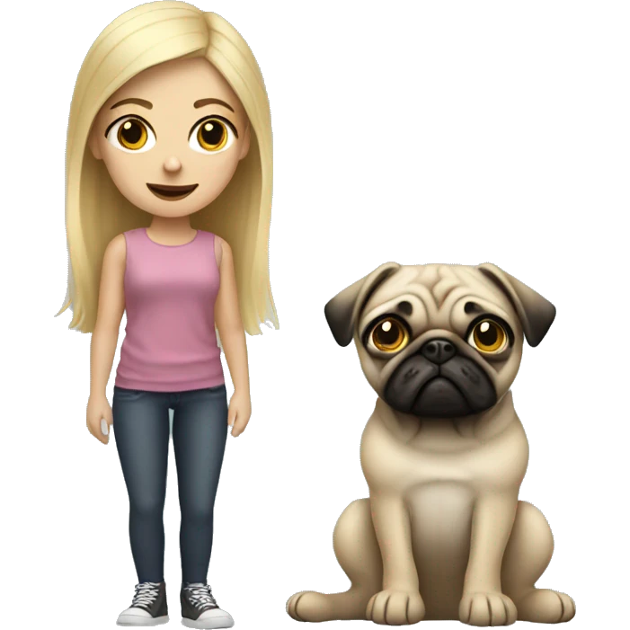 Blonde girl with a pug emoji