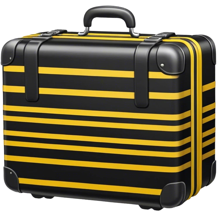 A black suitcase with yellow stripes across it emoji