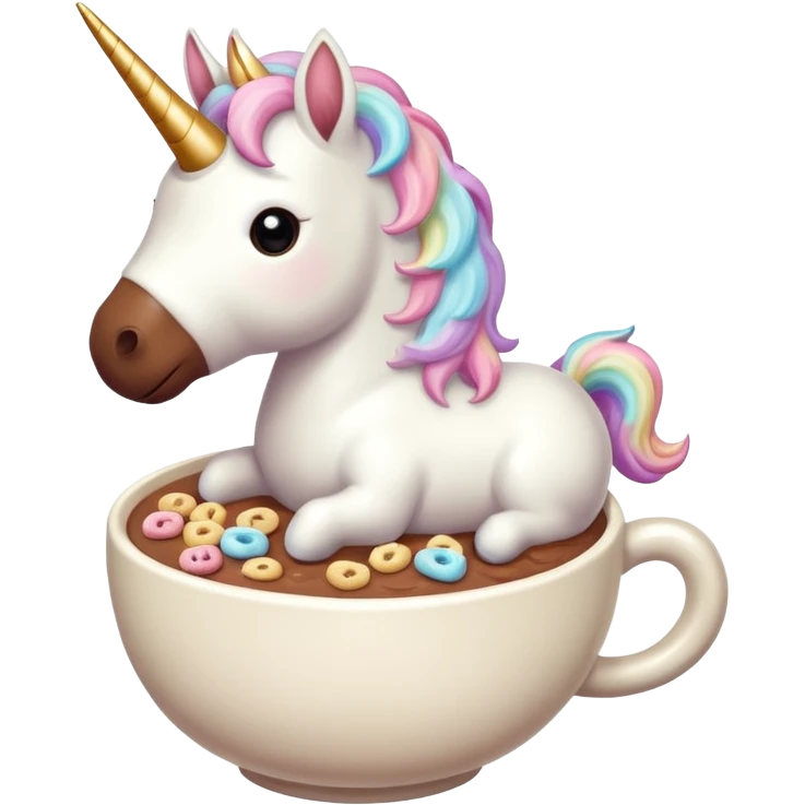 unicorn drinking Cocoa Puff cereal emoji