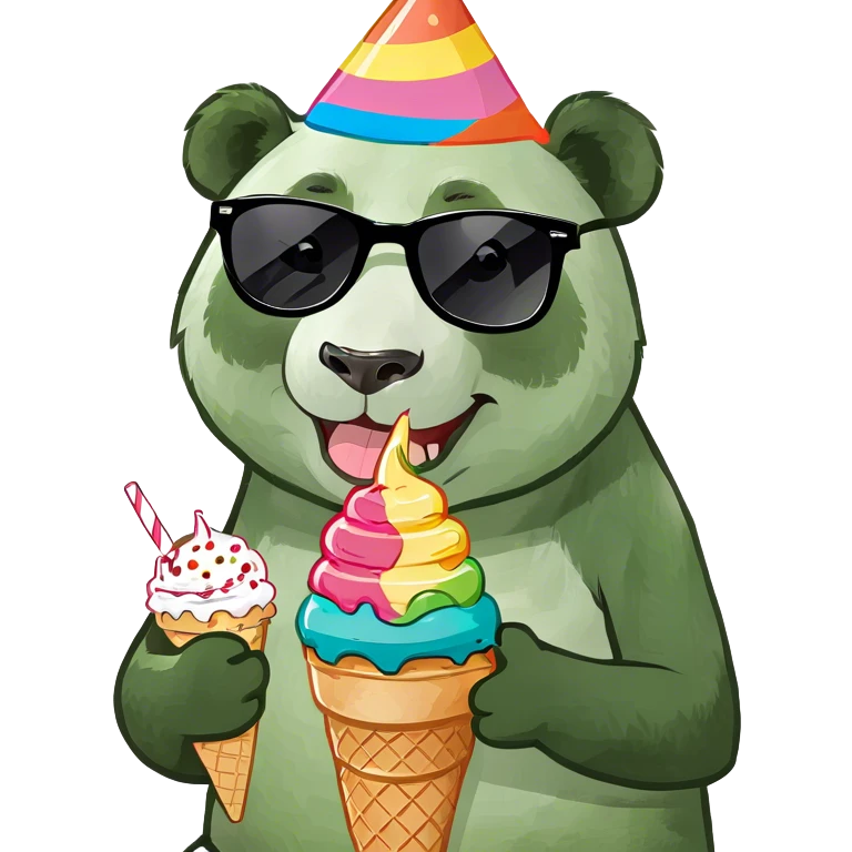 Panda eating ice cream emoji