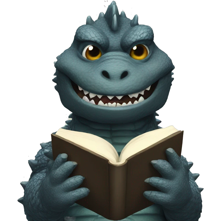Godzilla reading a book emoji