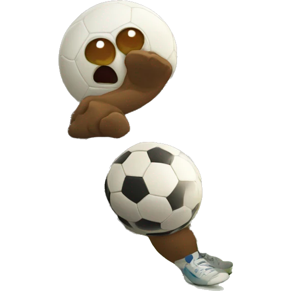 Mountain with eyes nose and ears playing football  emoji