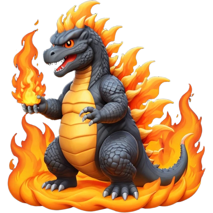 Godzilla pooping fire emoji