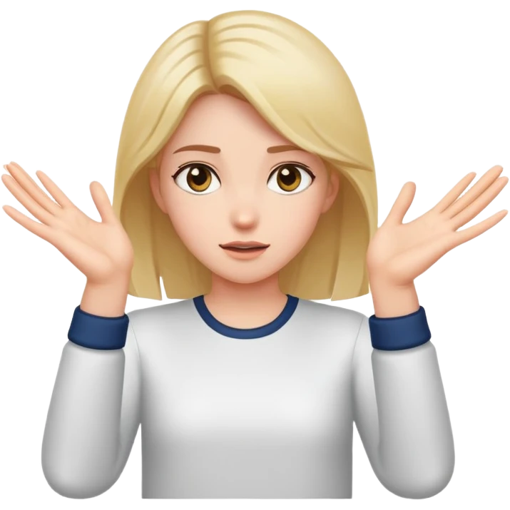 Girl throwing her hands down in front of her palms up emoji