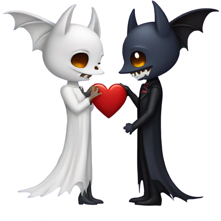 A bat and vampire kissing emoji