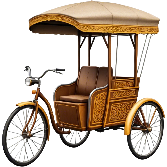 ​Cinematic Realistic Cyclo Rickshaw, depicted as a classic manually operated tricycle-style rickshaw with a simple, rustic design and intricate details, rendered with realistic textures and natural urban lighting that captures its cultural charm and timeless functionality, emoji