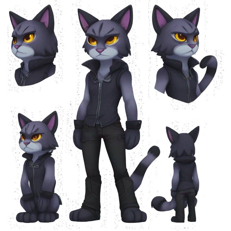 Anthro Dark Edgy Cool Shy Grumpy FurSona Feline Fakemon Full Body emoji