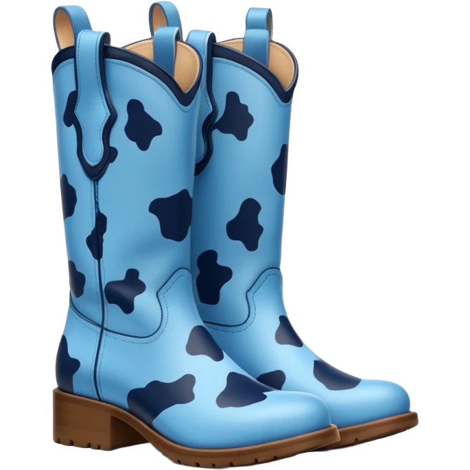 blue cow print boots emoji