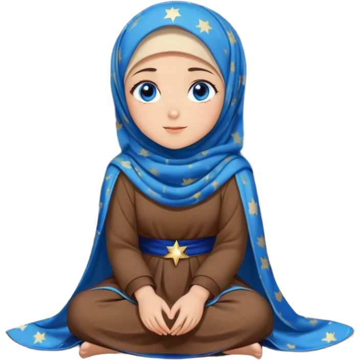 Turkish beautiful finish Konya girl blue eyes with starry night hijab dress and watching the sky on the ground  emoji