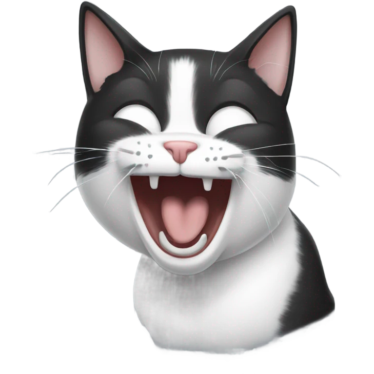 Black and white cat yawning emoji