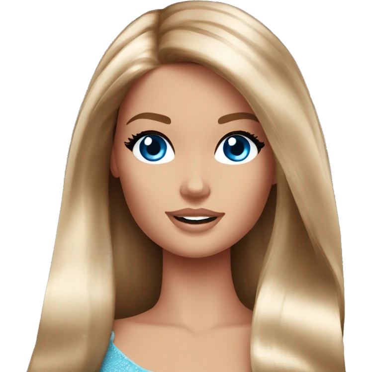 Barbie long brown hair blue eyes emoji