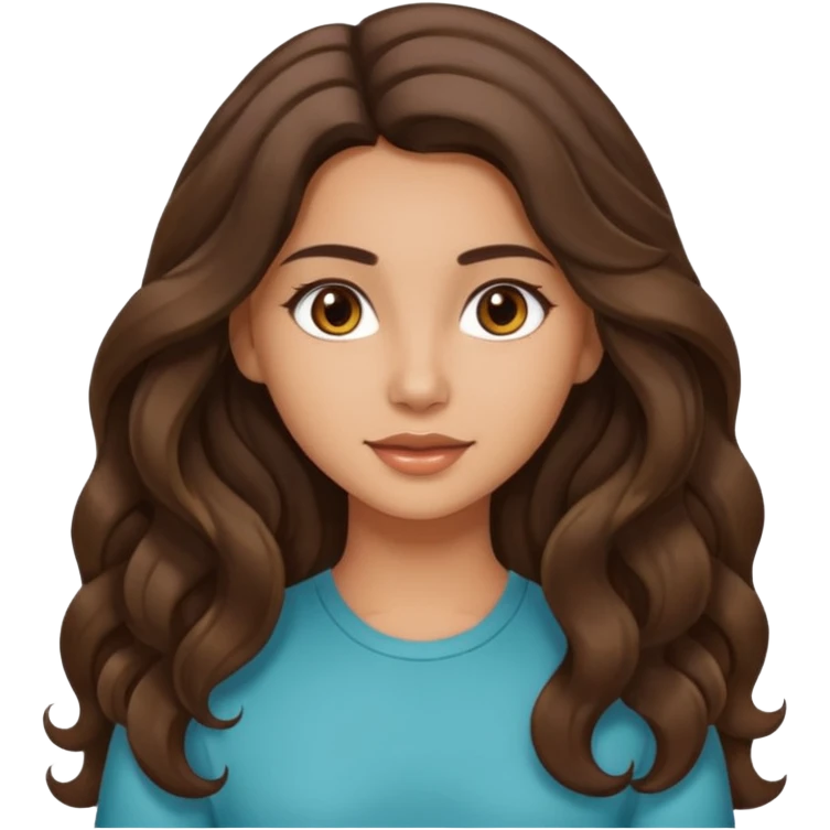 Morena com cabelo ondulado nas pontas  e de pele um pouco bronzeada cabelo grande raiz Lisa emoji