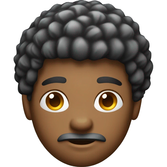 Créer l'émoji d'un homme peau mate, dégradé cheveux afro, visage en diamond. Duvet et bouc, bras croisé. emoji