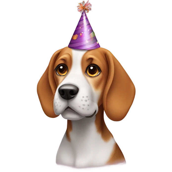 Beagle with birthday hat emoji