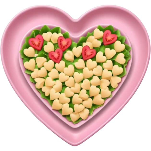 Hawaiian Mac salad light pink heart shaped plate emoji