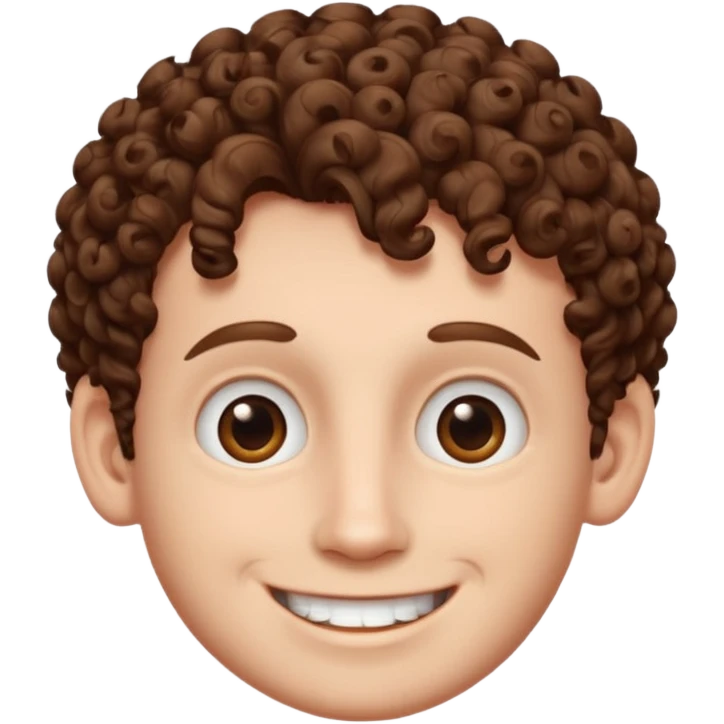 Create an emoji of YouTuber DavidMC's face - he has hair with short sides but a curly top, it is brown. It is not super curly and he has white skin emoji