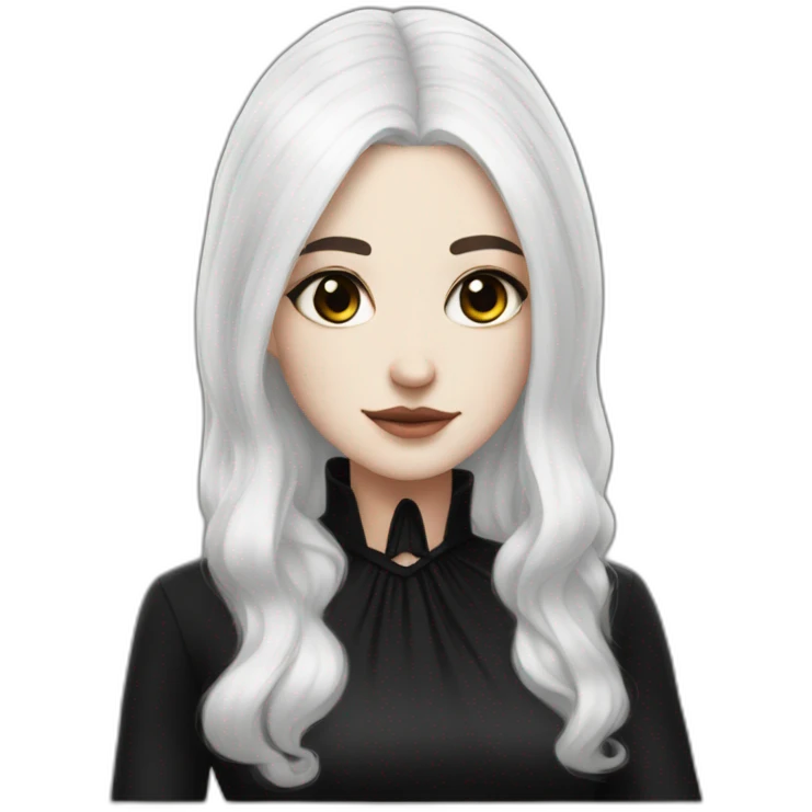 white hair girl with black gothic dress brown eyes with freckles emoji