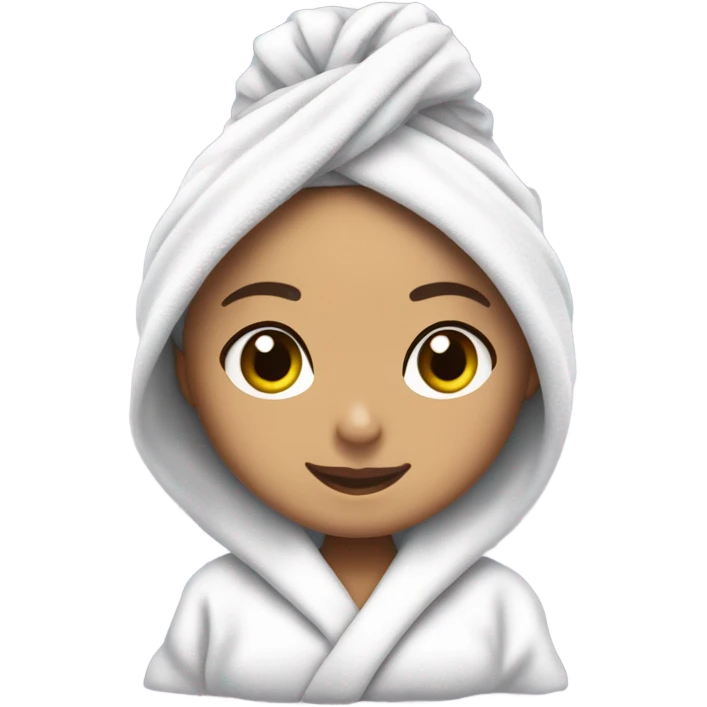 ariana grunde in bath robe with hair towel emoji
