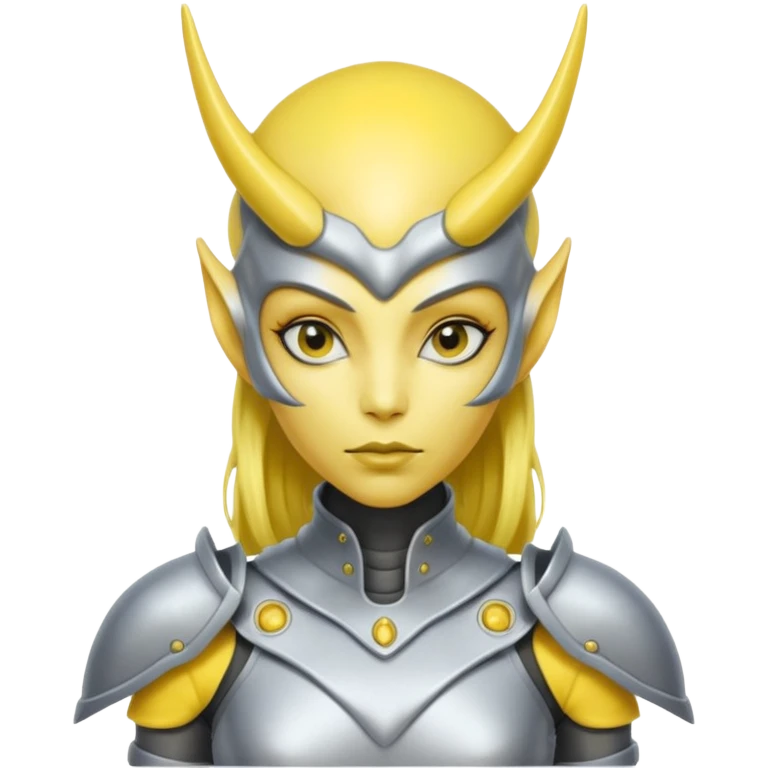  lady alien with yellow skin, Half body. emoji