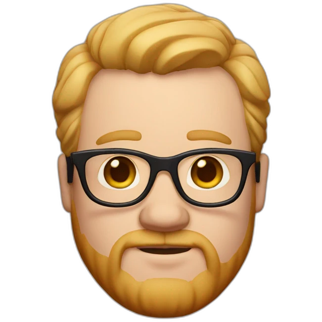 Memoji of a fat white guy that uses glasses and an earring brow hair and beard emoji