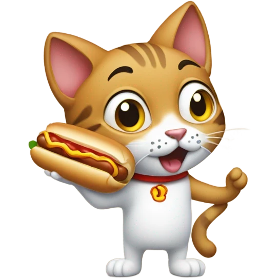 Such as a cat Eating a hot dog emoji
