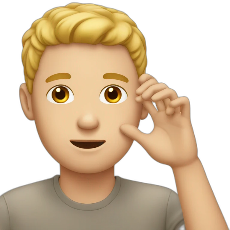 white guy touching his face emoji