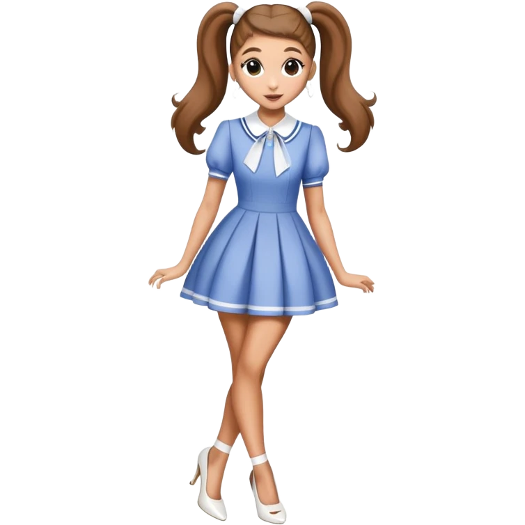 Ariana grande wearing a short preppy pretty dress and white high heels  emoji