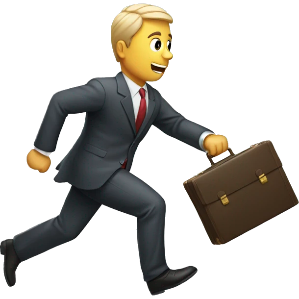 man running in office suit with case in hand  emoji