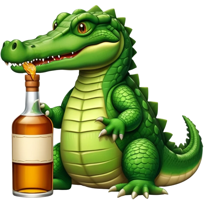 crocodile with a bottle of whiskey emoji