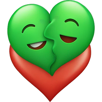 Green heart and red heart together emoji