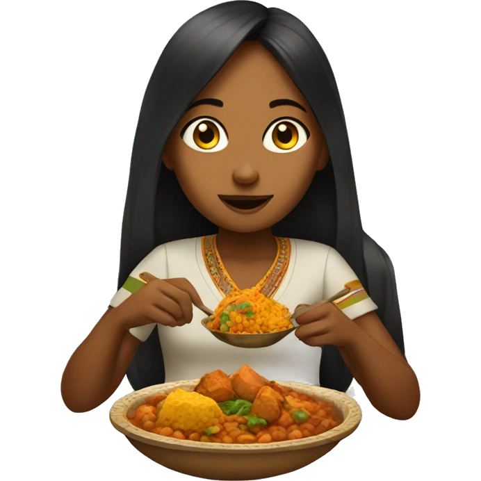 Girl eating Indian food emoji