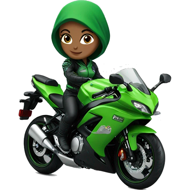 girl on green kawsaki ninja 650 emoji