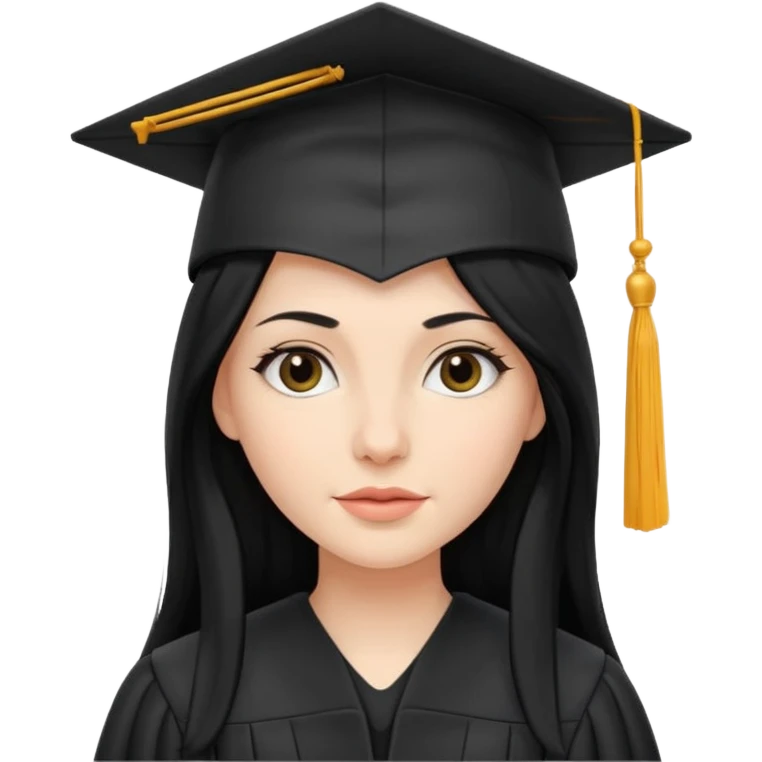 white woman graduate with long black hair emoji