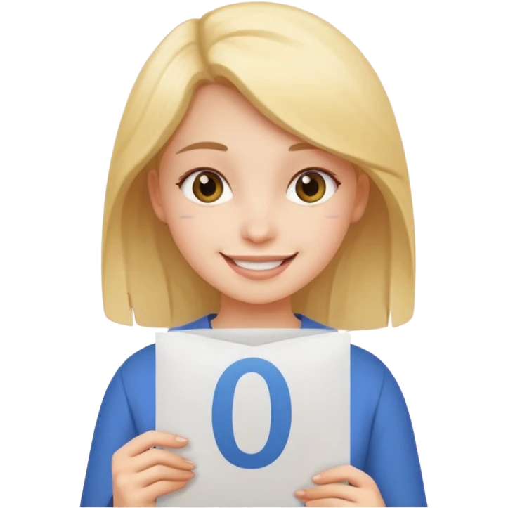 Girl holding a paper with a number emoji